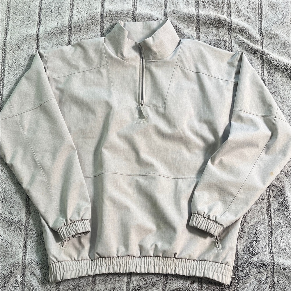 adidas Men's Light Gray Zip-Up Sweater